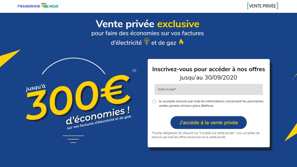 vente privée electricité et gaz septembre 2020