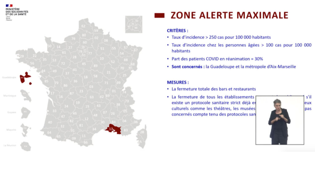 Carte de la zone d'alerte maximale. // Source : @MinSoliSante