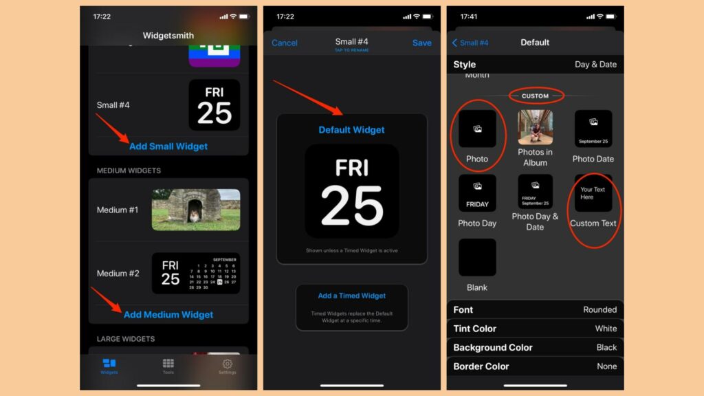 Vous pouvez choisir de créer un widget composé de texte ou d'une photo. // Source : Numerama Vous pouvez choisir de créer un widget composé de texte ou d'une photo. // Source : Numerama
