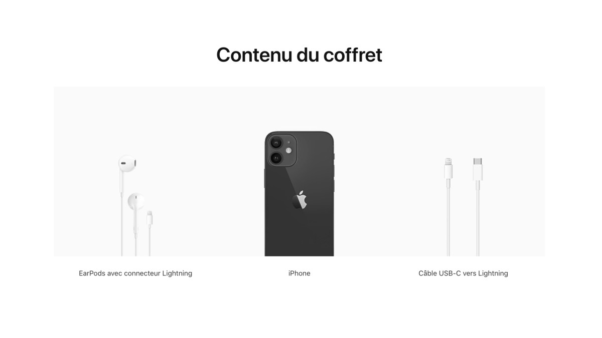 L'iPhone 12... avec des EarPods. // Source : Capture d'écran Apple