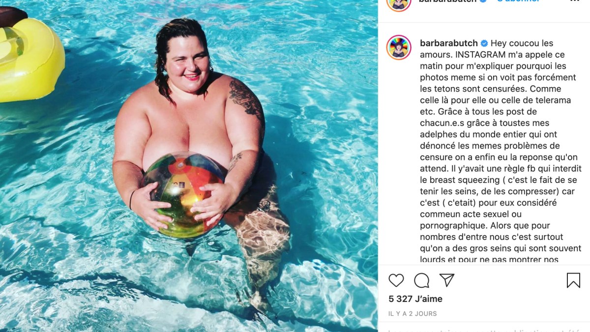 La publication Instagram de Barbara Butch, où elle annonce son challenge #squeezit // Source : Instagram / Barbara Butch 