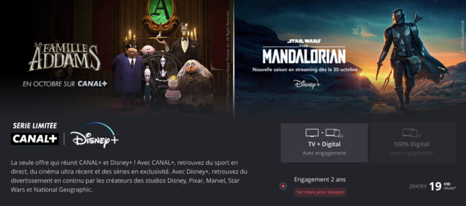 L'offre d'abonnement Canal+ avec Disney+, en série limitée. L'offre d'abonnement Canal+ avec Disney+, en série limitée.