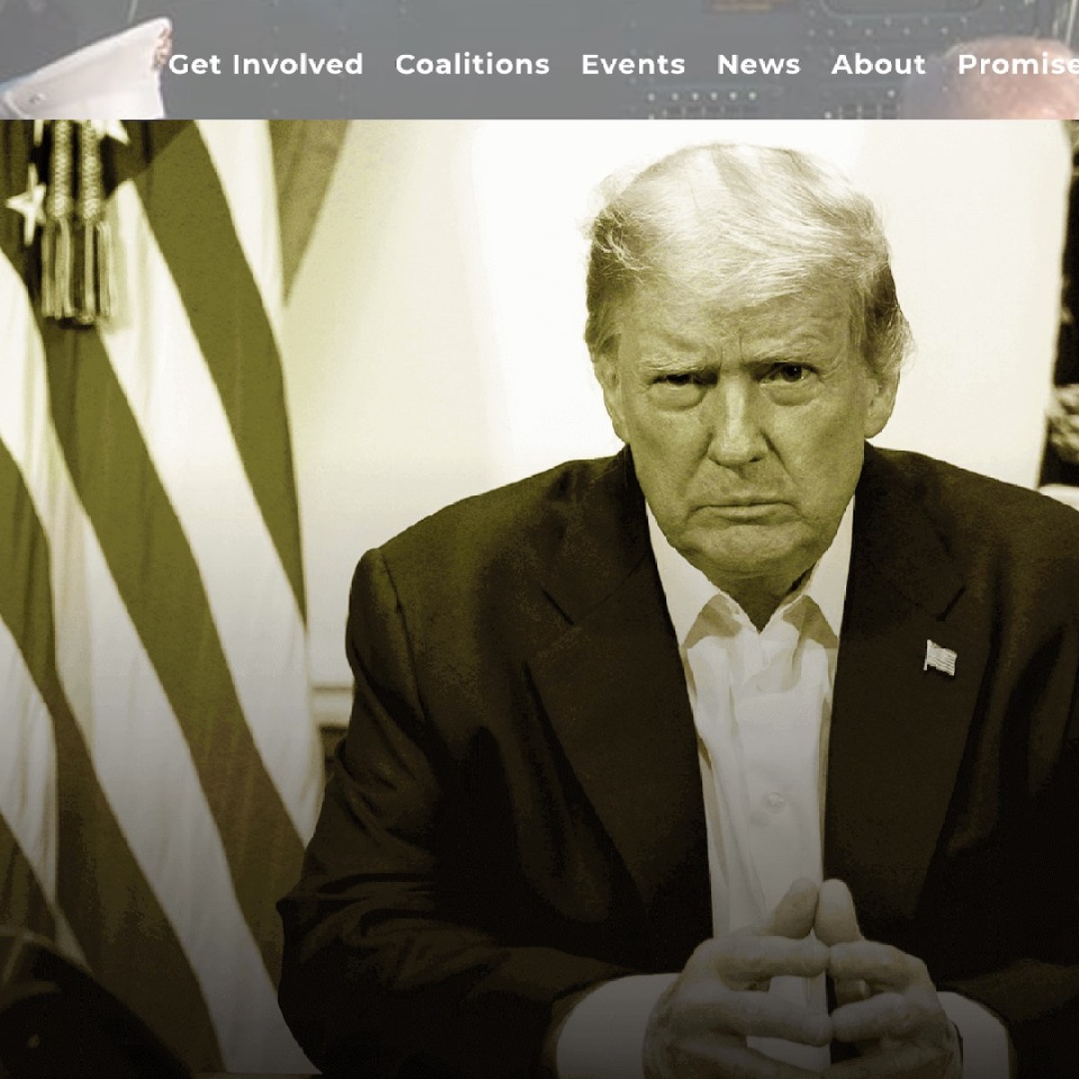 Voici la page d'accueil du site de campagne de Donald Trump. // Source : Capture du site de campagne de Donald Trump