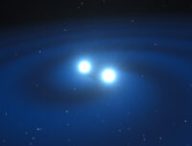 Vue d'artiste d'une collision d'étoiles à neutrons. // Source : ESO/L. Calçada/M. Kornmesser