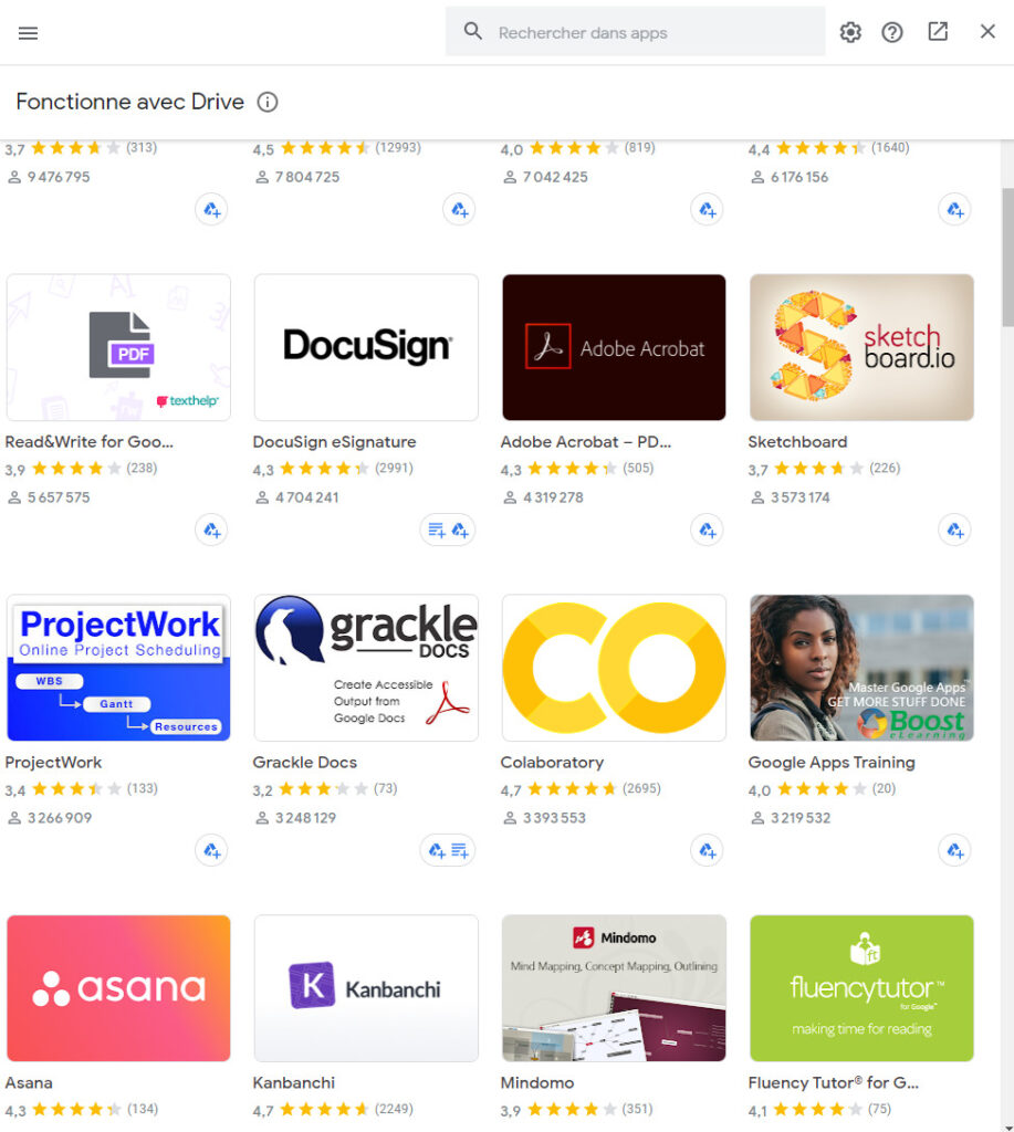 Google Drive permet désormais d'intégrer des applications tierces, comme Acrobat ou DocuSign. Google Drive permet désormais d'intégrer des applications tierces, comme Acrobat ou DocuSign.