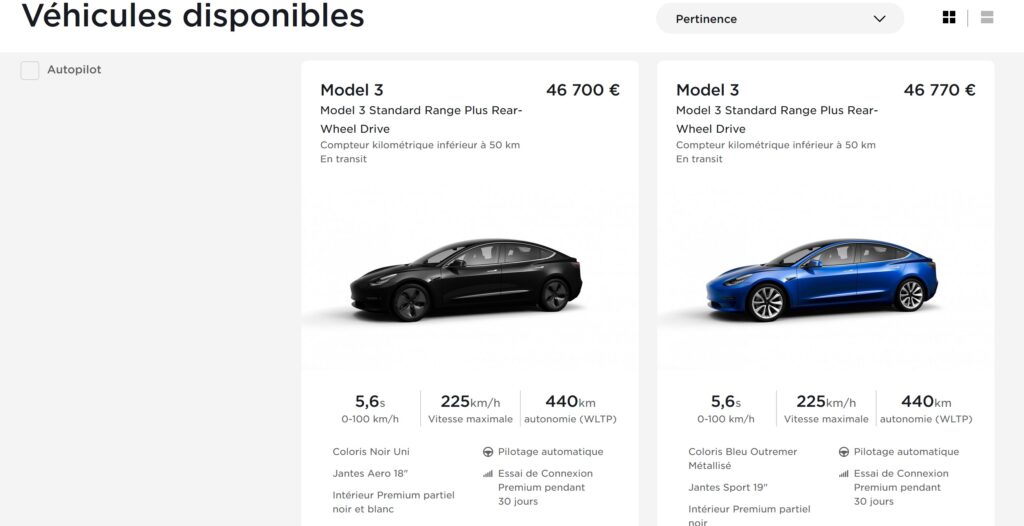 Tesla Model 3 // Source : Capture d'écran Tesla Tesla Model 3 // Source : Capture d'écran Tesla