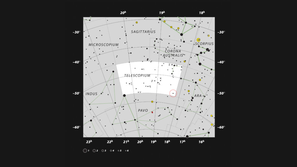 Localisation du système HR 6819. // Source : ESO, IAU and Sky & Telescope