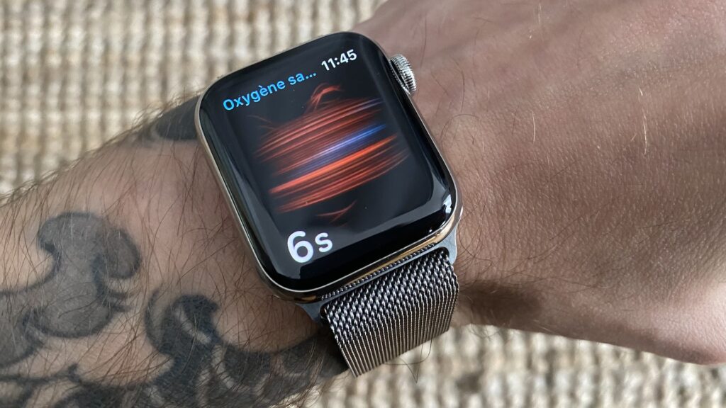 Mesure du taux d'oxygène dans le sang sur l'Apple Watch Series 6 // Source : Maxime Claudel pour Numerama