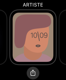 Fonctionnalité 'Partage des cadrans' dans watchOS 7 // Source : Maxime Claudel pour Numerama Fonctionnalité 'Partage des cadrans' dans watchOS 7 // Source : Maxime Claudel pour Numerama