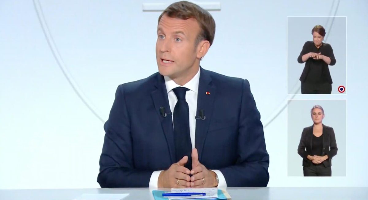 Emmanuel Macron le 14 octobre 2020 // Source : YouTube/Elysée