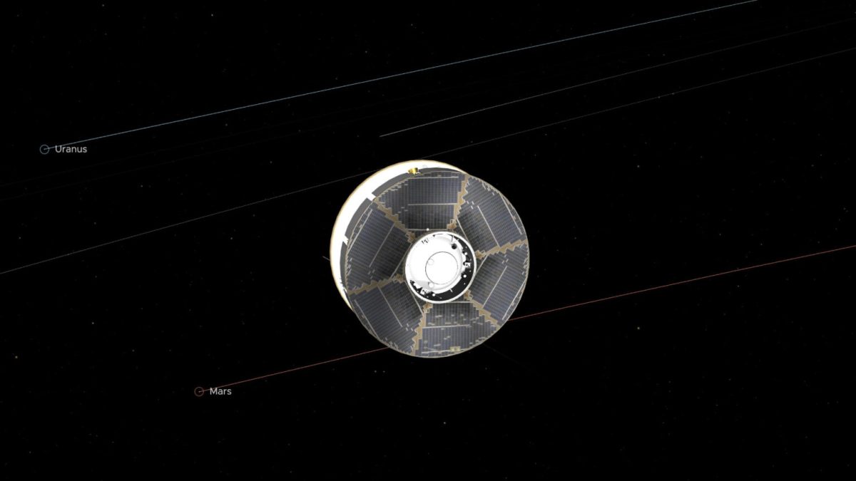 Mars 2020 dans l'espace, illustration. // Source : NASA/JPL-Caltech (image recadrée)