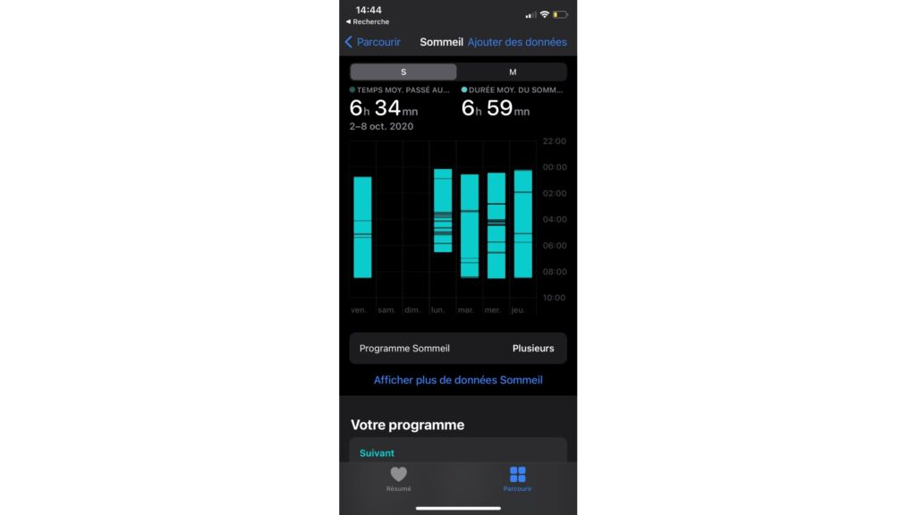 Application Sommeil dans iOS 14 // Source : Maxime Claudel pour Numerama