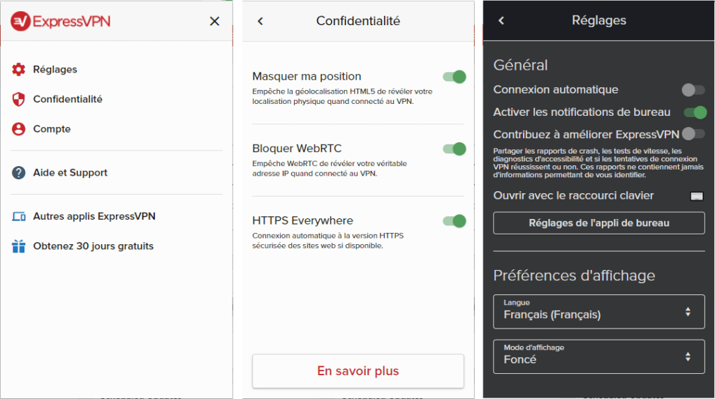 Les options de l'extension navigateur sont souvent peu nombreuses.