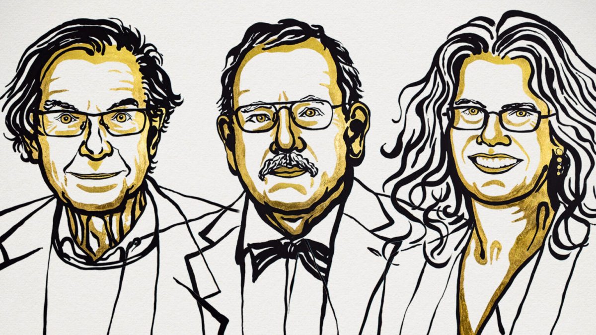 Roger Penrose, Reinhard Genzel et Andrea Ghez. // Source : @NobelPrize