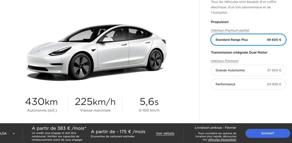 Configurateur Tesla // Source : Capture d'écran Tesla Configurateur Tesla // Source : Capture d'écran Tesla