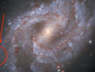 La supernova SN 2018gv. // Source : NASA, ESA, and A. Riess (STScI/JHU) and the SH0ES team; acknowledgment: M. Zamani (ESA/Hubble), annotation Numerama