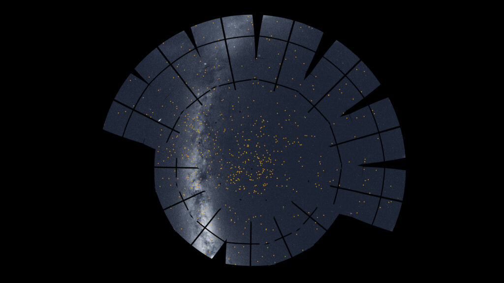 Position de plus de 600 exoplanètes candidates identifiées par TESS. // Source : NASA/MIT/TESS and Ethan Kruse (USRA)