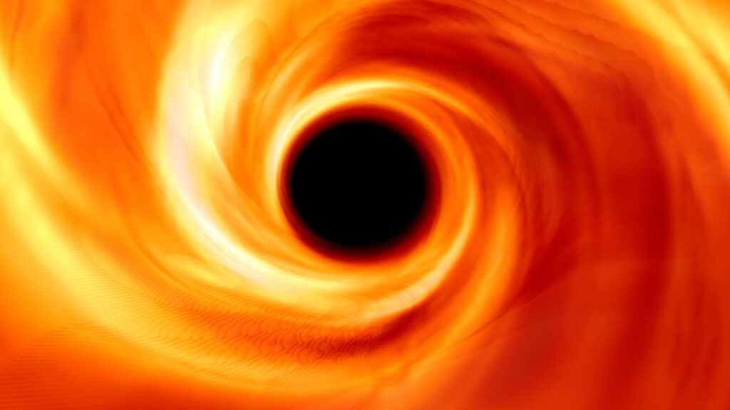 Vue d'artiste d'un trou noir supermassif. // Source : Jordy Davelaar et al./Radboud University/BlackHoleCam