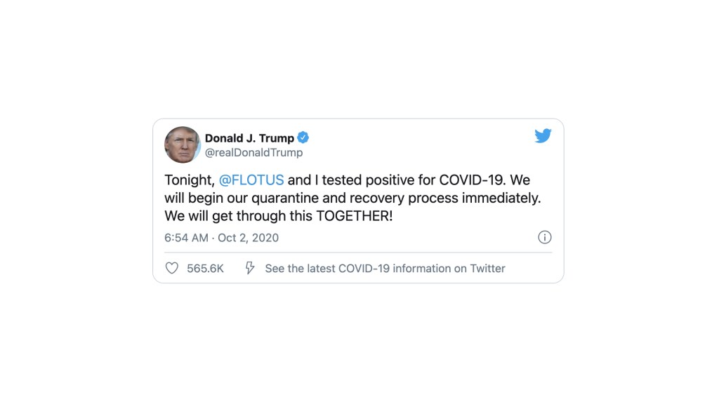 Trump annonce avoir le Covid 19 // Source : Donald Trump sur Twitter