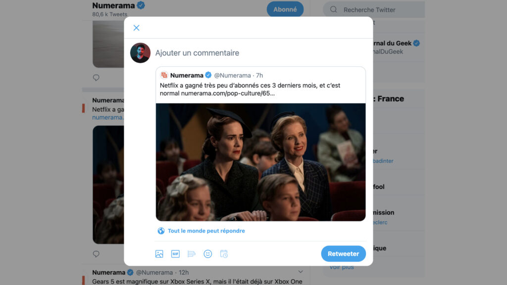 Twitter bloque le retweet // Source : Montage Numerama Twitter bloque le retweet // Source : Montage Numerama