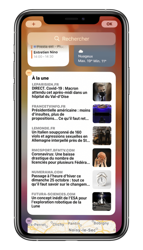 Apple News en grand widget // Source : Montage Numerama Apple News en grand widget // Source : Montage Numerama
