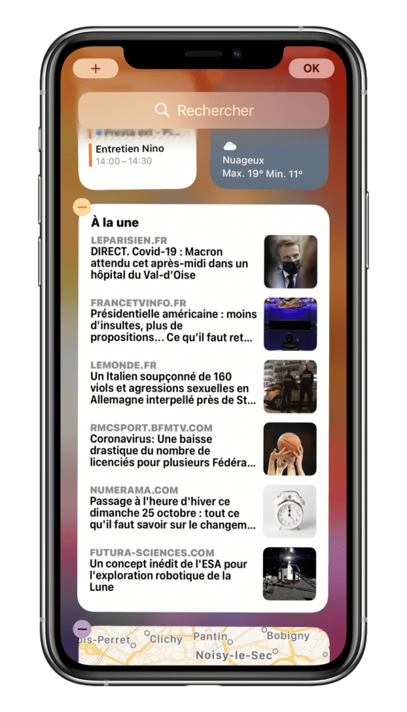 Apple News en grand widget // Source : Montage Numerama