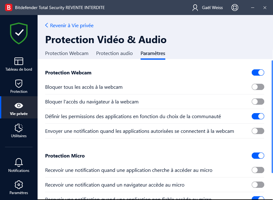 antivirus bitdefender webcam