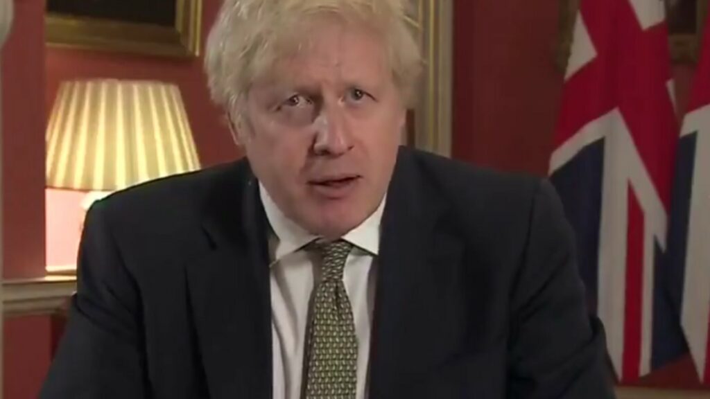 Boris Johnson lors de son allocution du 4 janvier 2021.