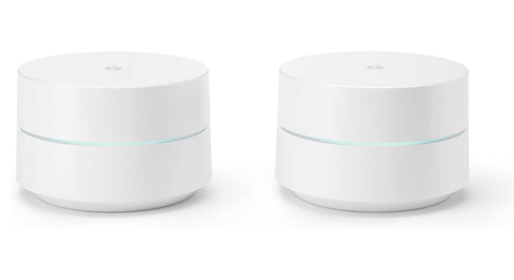 Un pack de 2 routeurs Google WiFi. 