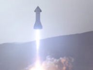 Vue d'artiste d'un décollage d'une fusée Starship. // Source : SpaceX