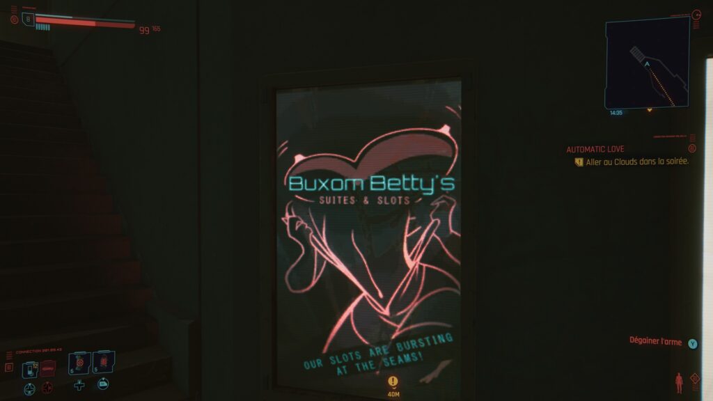 Une affiche pour des hôtels dans Cyberpunk 2077 // Source : Capture d'écran Xbox Une affiche pour des hôtels dans Cyberpunk 2077 // Source : Capture d'écran Xbox
