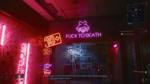 Mention 'Fuck to death' dans Cyberpunk 2077 // Source : Capture d'écran Xbox