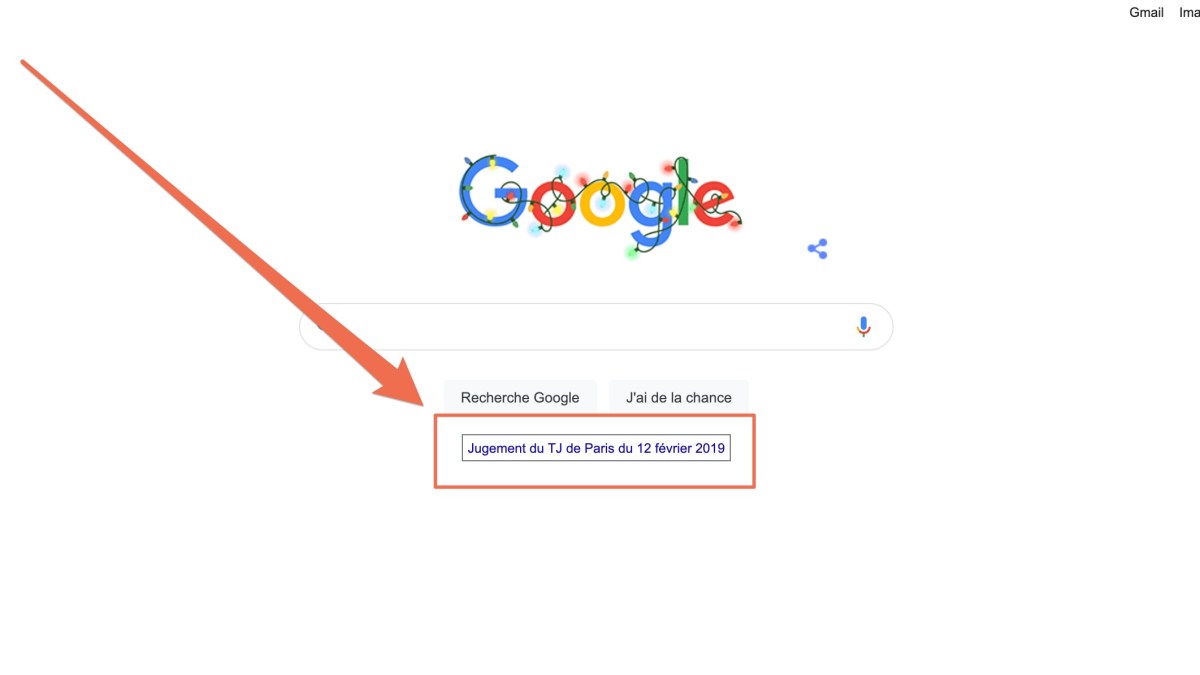 La page d'accueil de Google le 14 décembre 2020