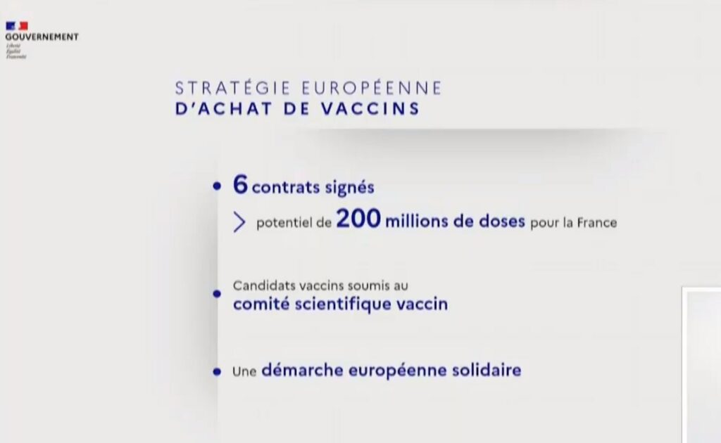 La stratégie européenne de vaccination // Source : YouTube/Gouvernement