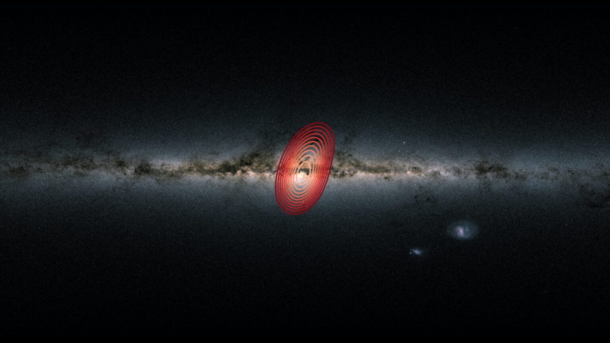 Emplacement des étoiles dans la Voie lactée attribuées à Héraclès. // Source : Danny Horta-Darrington (Liverpool John Moores University), ESA/Gaia, and the SDSS