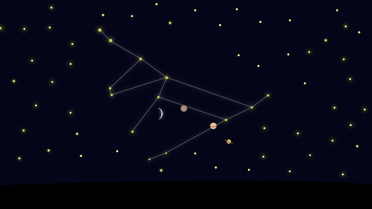 Conjonction de la Lune, Mercure et Jupiter le 14 janvier 2021. // Source : Nino Barbey pour Numerama