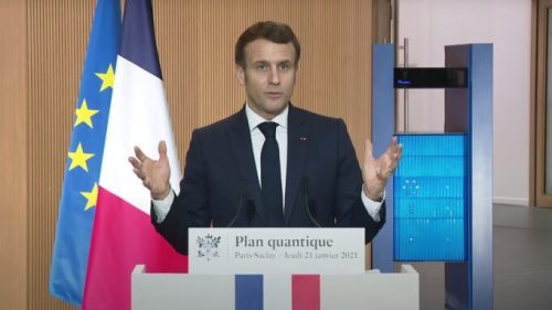 Macron a présenté le plan quantique le 21 janvier. // Source : Élysée-YouTube