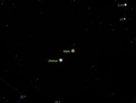 Mars et Uranus vues de Paris le 19 janvier 2021 à 20h. // Source : Capture d'écran The Sky Live