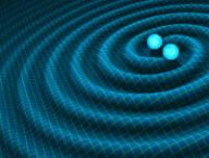 Représentation d'ondes gravitationnelles produites par une fusion d'étoiles à netrons. // Source : Flickr/CC/Penn State (image recadrée)