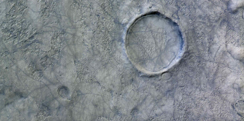 Une photo de cratère prise par le TGO // Source : ESA