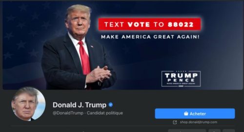 Le compte Facebook officiel de Donald Trump // Source : Facebook