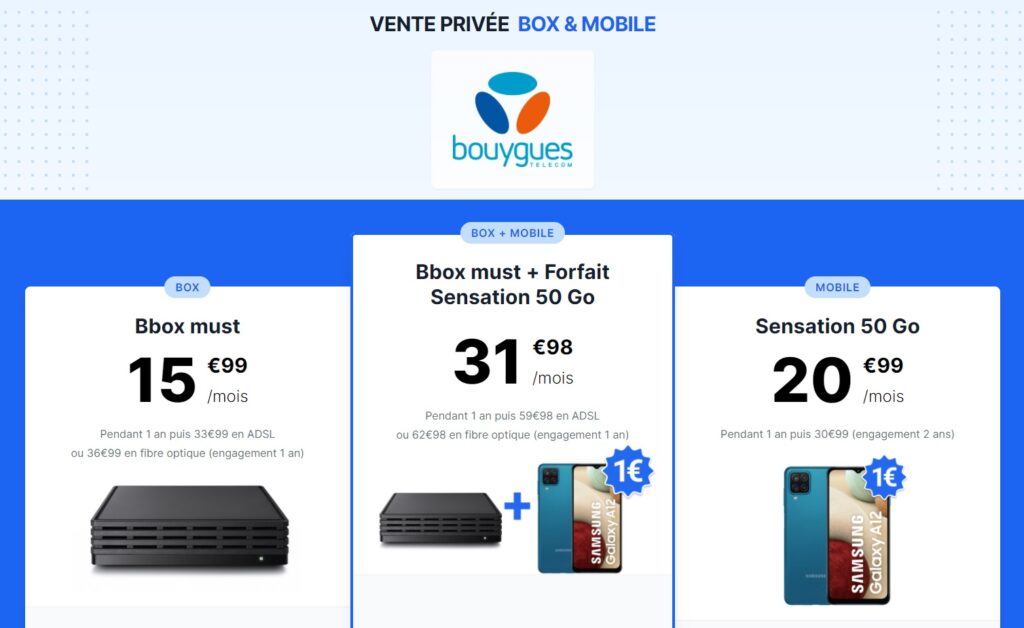 bemove vente privée fibre adsl + mobile