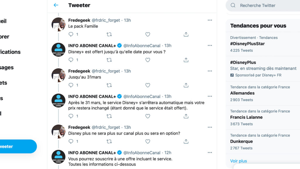 Le prix de Canal+ n'augmente pas avec le nouveau tarif Disney+ // Source : Capture d'écran Twitter