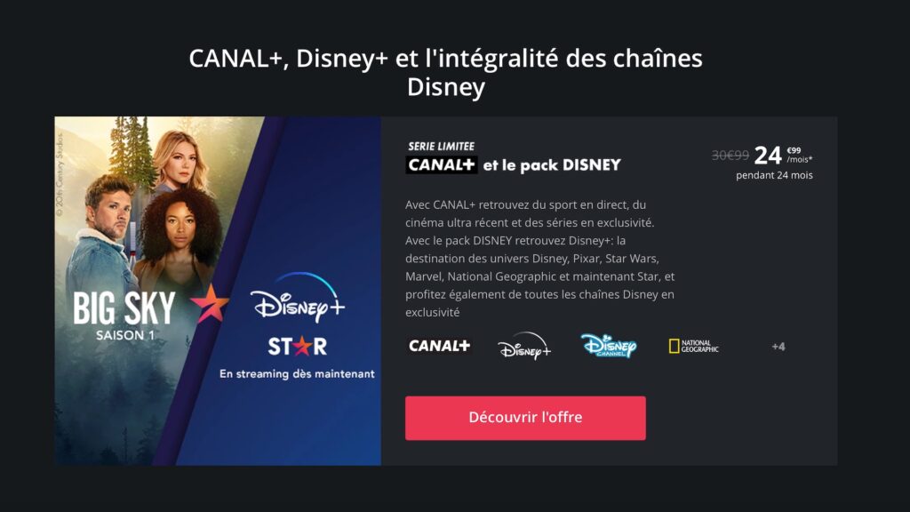 Le pack Canal+ avec Disney+ // Source : Capture d'écran