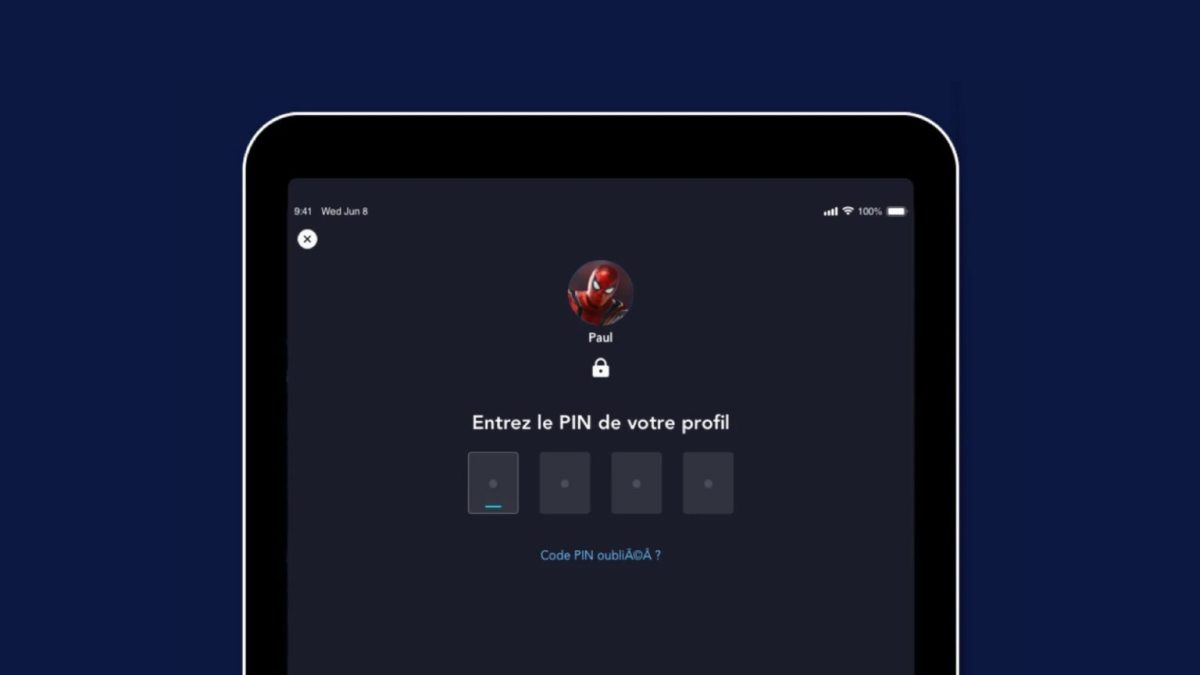 Le code PIN à rentrer sur l'interface Disney+ pour accéder à un profil // Source : Disney+