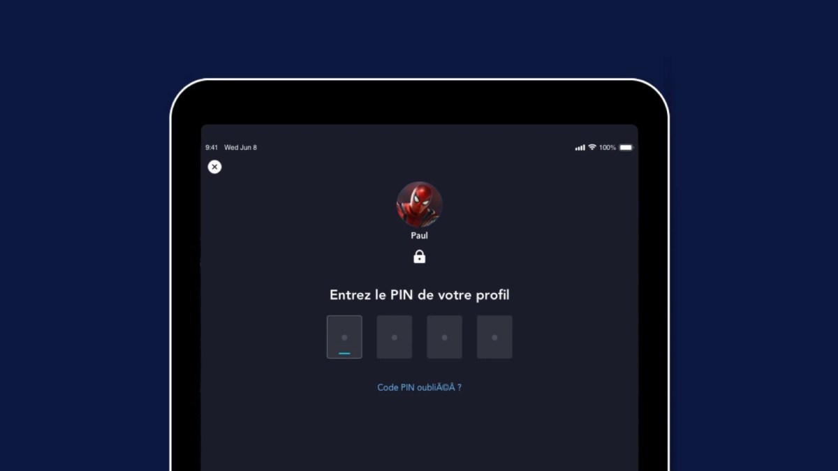 Le code PIN à rentrer sur l'interface Disney+ pour accéder à un profil // Source : Disney+