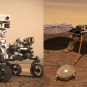 Opinioni degli artisti sulla perseveranza e Insight on Mars.  // Fonte: a sinistra: CNES/VR2Planet, 2021;  A destra: NASA/JPL Caltech, 2018 (montaggio di numerama)
