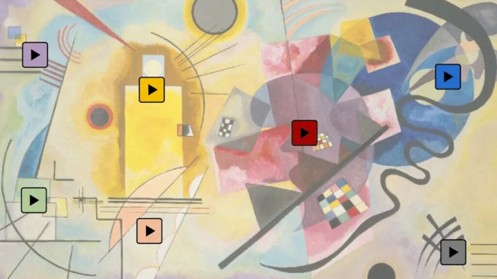À chaque mouvement du tableau, des sonorités associées recréées par machine learning. // Source : Kandinsky / Centre Pompidou / Google Art & Culture