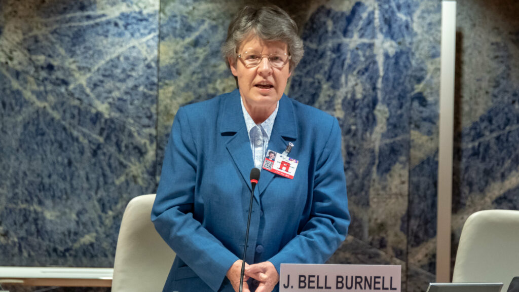 Jocelyn Bell en 2019. // Source : Flickr/Jean-Philippe Escard of UNCTAD (photo recadr&eacute;e)