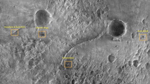 La localisation des différentes parties de la capsule. // Source : NASA/JPL/UArizona (photo recadrée)